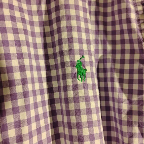 Ralph Lauren shirt mens 2XL XXL purple chcek plaid custom fit pony logo - Picture 3 of 10